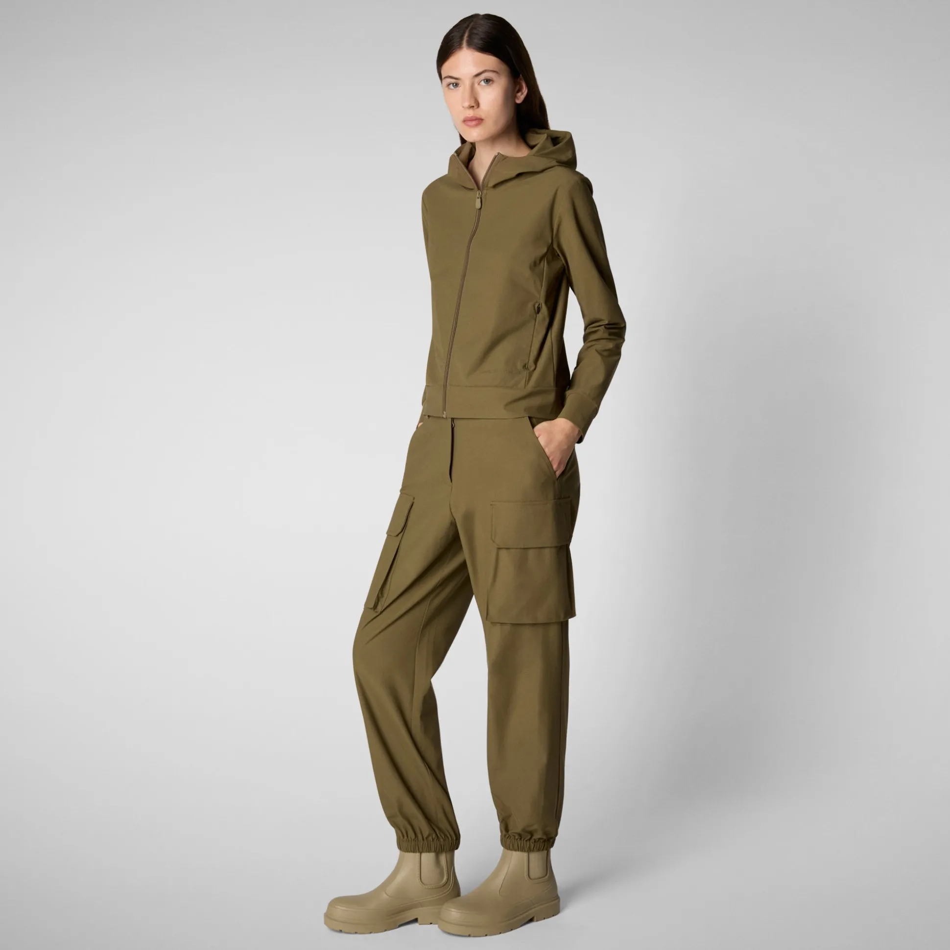 Women's hooded sweatshirt Pear in husk green