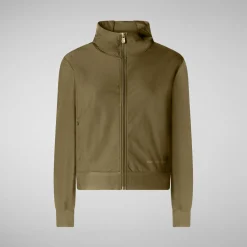 Women's hooded sweatshirt Pear in husk green