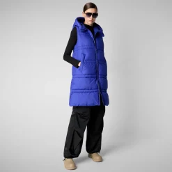 Women's hooded vest Judee in gentian blue