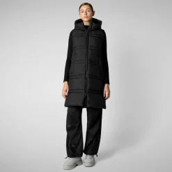 Women's hooded vest Judee in black