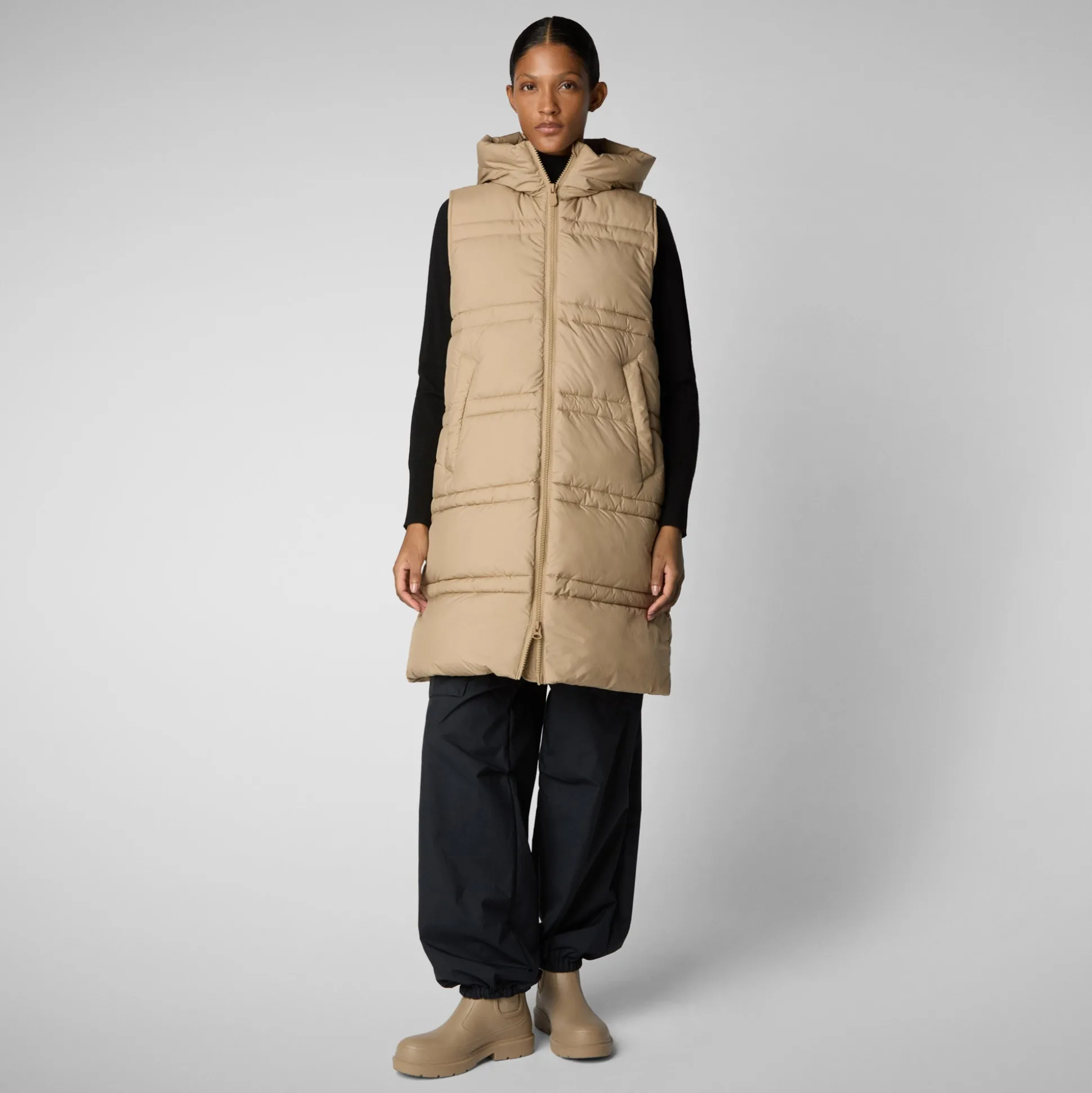 Women's hooded vest Judee in stardust beige