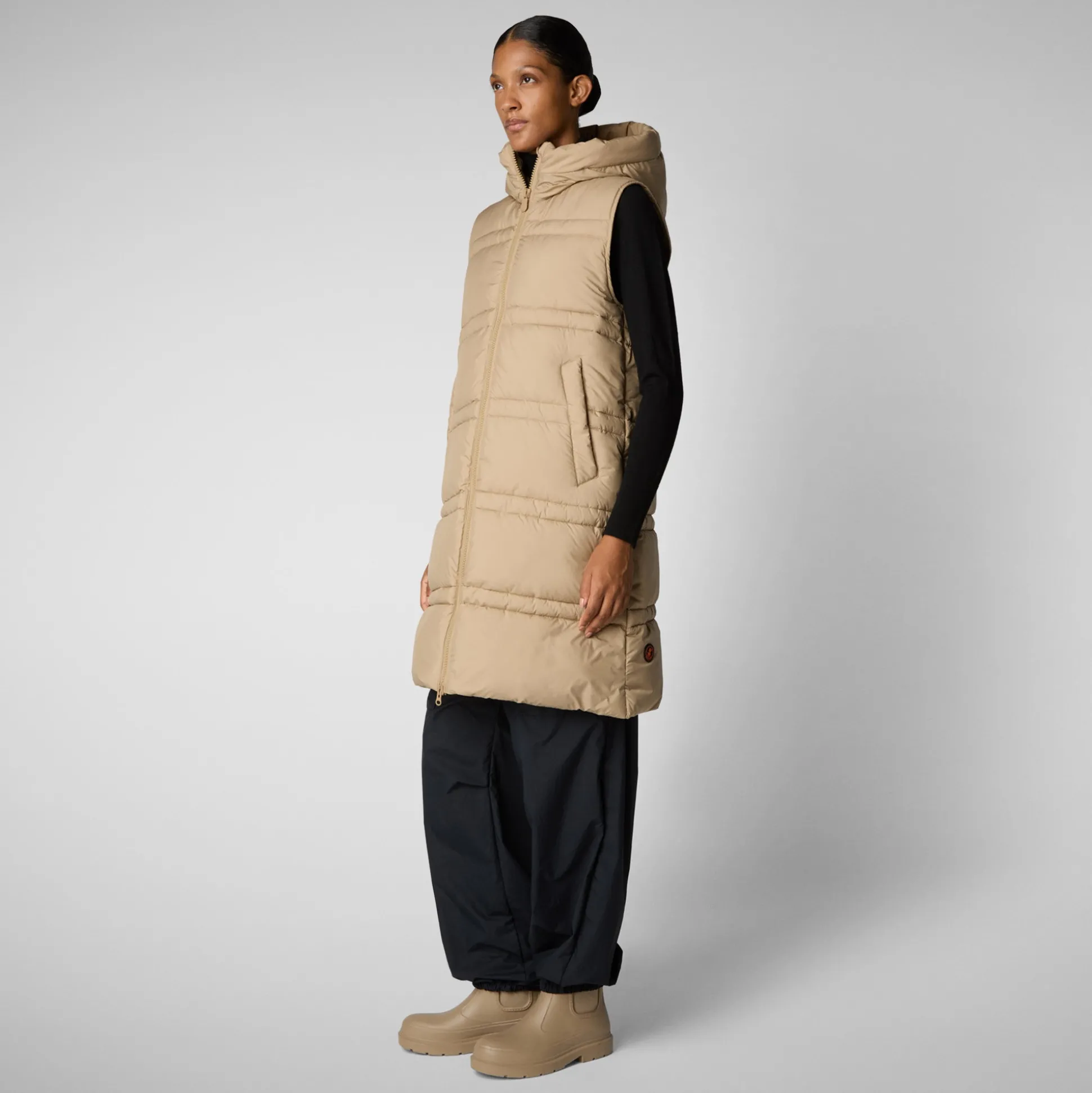 Women's hooded vest Judee in stardust beige