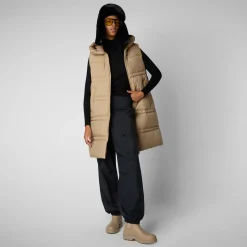 Women's hooded vest Judee in stardust beige