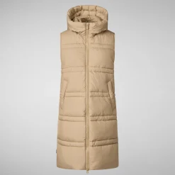 Women's hooded vest Judee in stardust beige