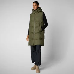 Women's hooded vest Judee in sherwood green