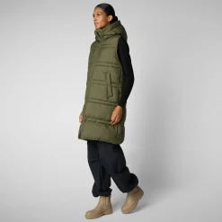 Women's hooded vest Judee in sherwood green