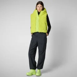 Women's hooded vest Klara in lichen green