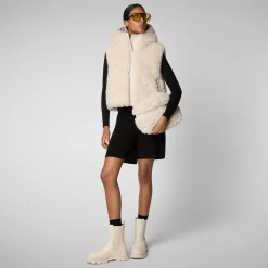 Women's hooded vest Klara in shore beige