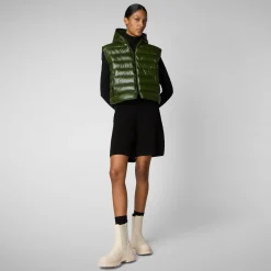 Women's hooded vest Romina in pine green