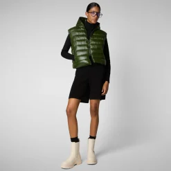 Women's hooded vest Romina in pine green