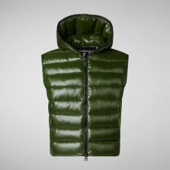 Women's hooded vest Romina in pine green