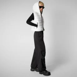 Women's hooded vest Romina in off white