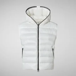 Women's hooded vest Romina in off white