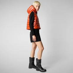 Women's hooded vest Romina in maple orange