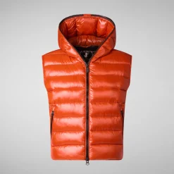 Women's hooded vest Romina in maple orange
