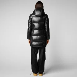 Women's Ines Hooded Puffer Coat in Black