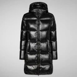 Women's Ines Hooded Puffer Coat in Black