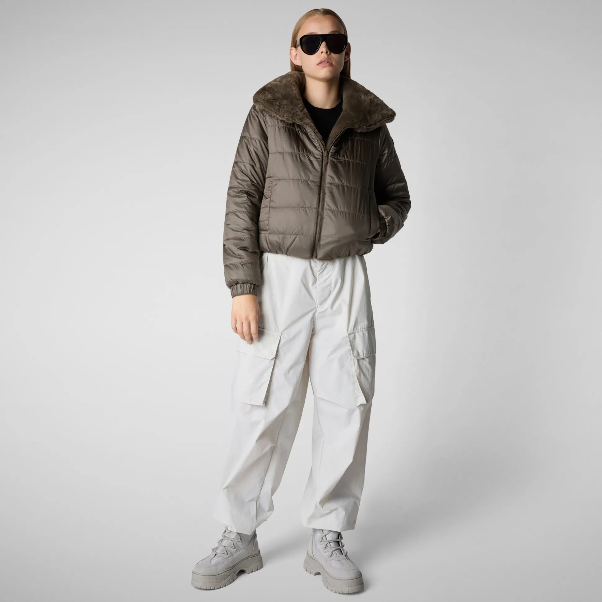 Women's jacket jeon in mud grey