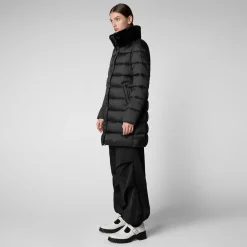 Women's Puffer Coat Dalea with Faux Fur Collar  in Black