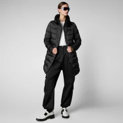 Women's Puffer Coat Dalea with Faux Fur Collar  in Black