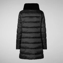 Women's Puffer Coat Dalea with Faux Fur Collar  in Black