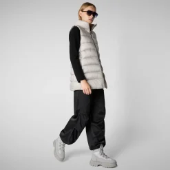 Women's quilted vest Coral in RAINY BEIGE