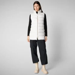 Women's quilted vest Coral in Off White