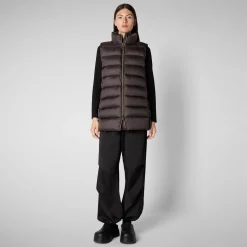 Women's quilted vest Coral in Brown Black