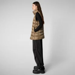 Women's quilted vest Coral in HUSK GREEN