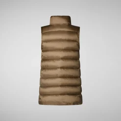 Women's quilted vest Coral in HUSK GREEN