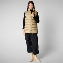 Women's quilted vest Coral in WOOD BEIGE