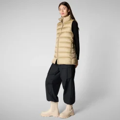 Women's quilted vest Coral in WOOD BEIGE