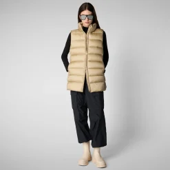 Women's quilted vest Coral in WOOD BEIGE