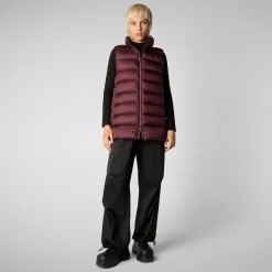 Women's quilted vest Coral in Burgundy Black