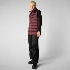 Women's quilted vest Coral in Burgundy Black