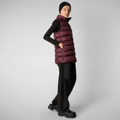 Women's quilted vest Coral in Burgundy Black