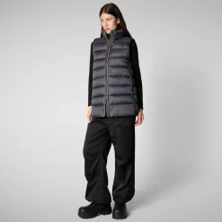 Women's quilted vest Coral in EBONY GREY