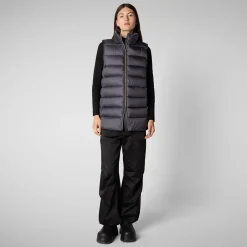 Women's quilted vest Coral in EBONY GREY