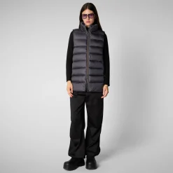 Women's quilted vest Coral in EBONY GREY