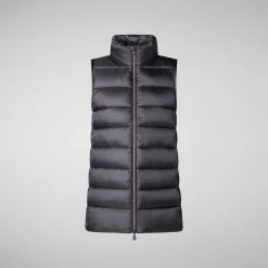 Women's quilted vest Coral in EBONY GREY