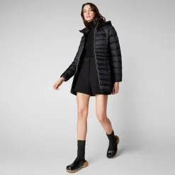 Women's Reese Hooded Puffer Coat in Black
